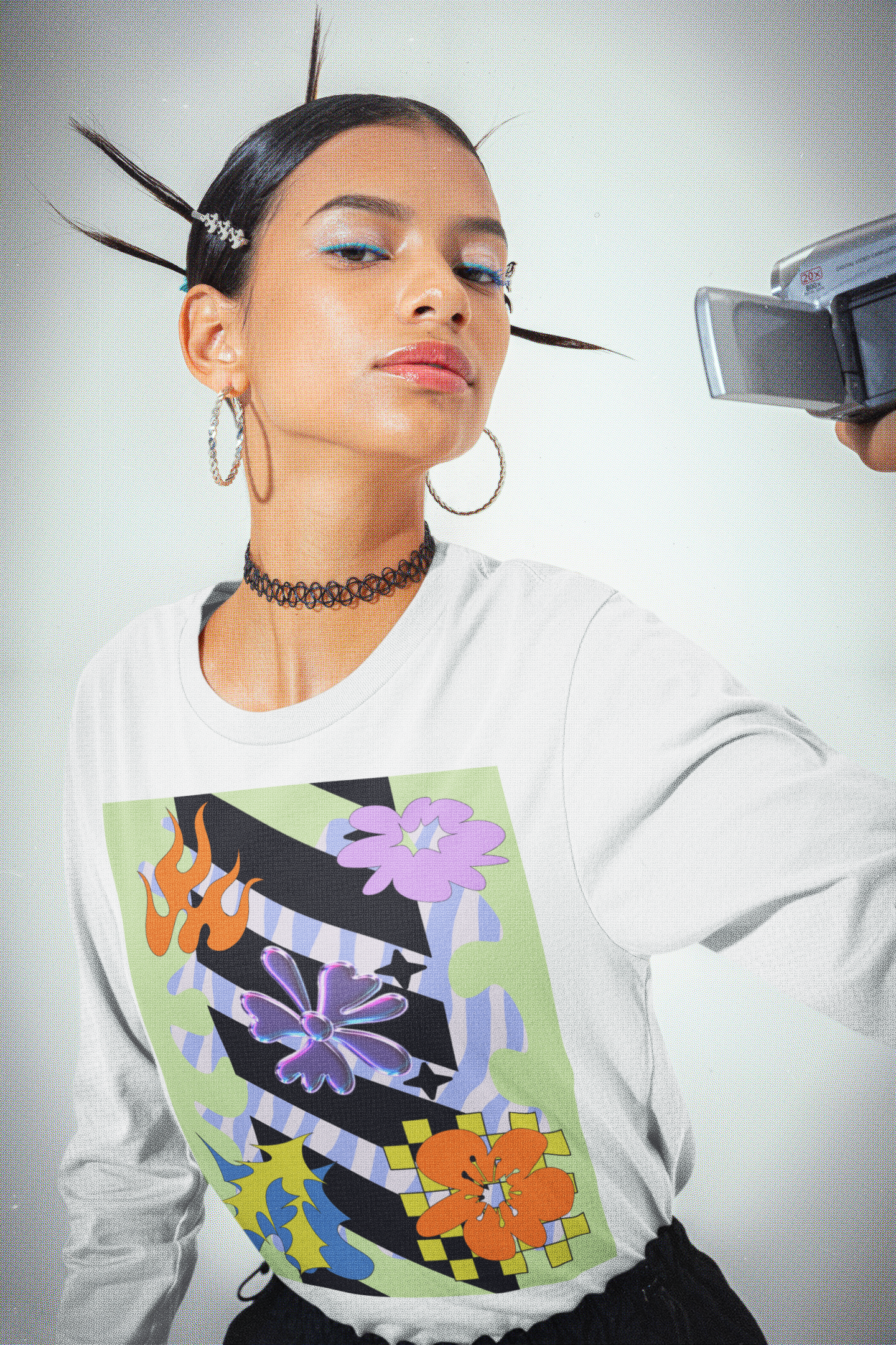 "Lime Pixel Bloom Pop" Longleesve T-Shirt