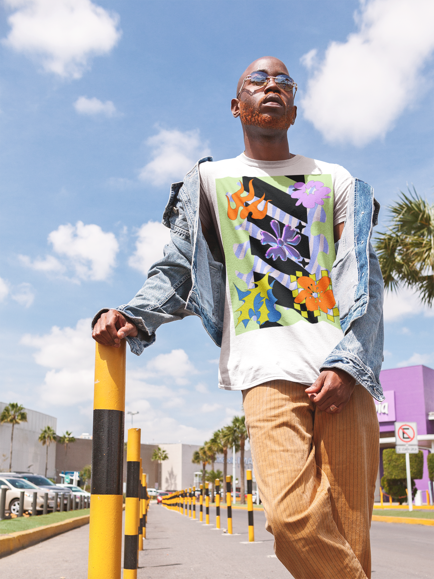 "Lime Pixel Bloom Pop" Longleesve T-Shirt