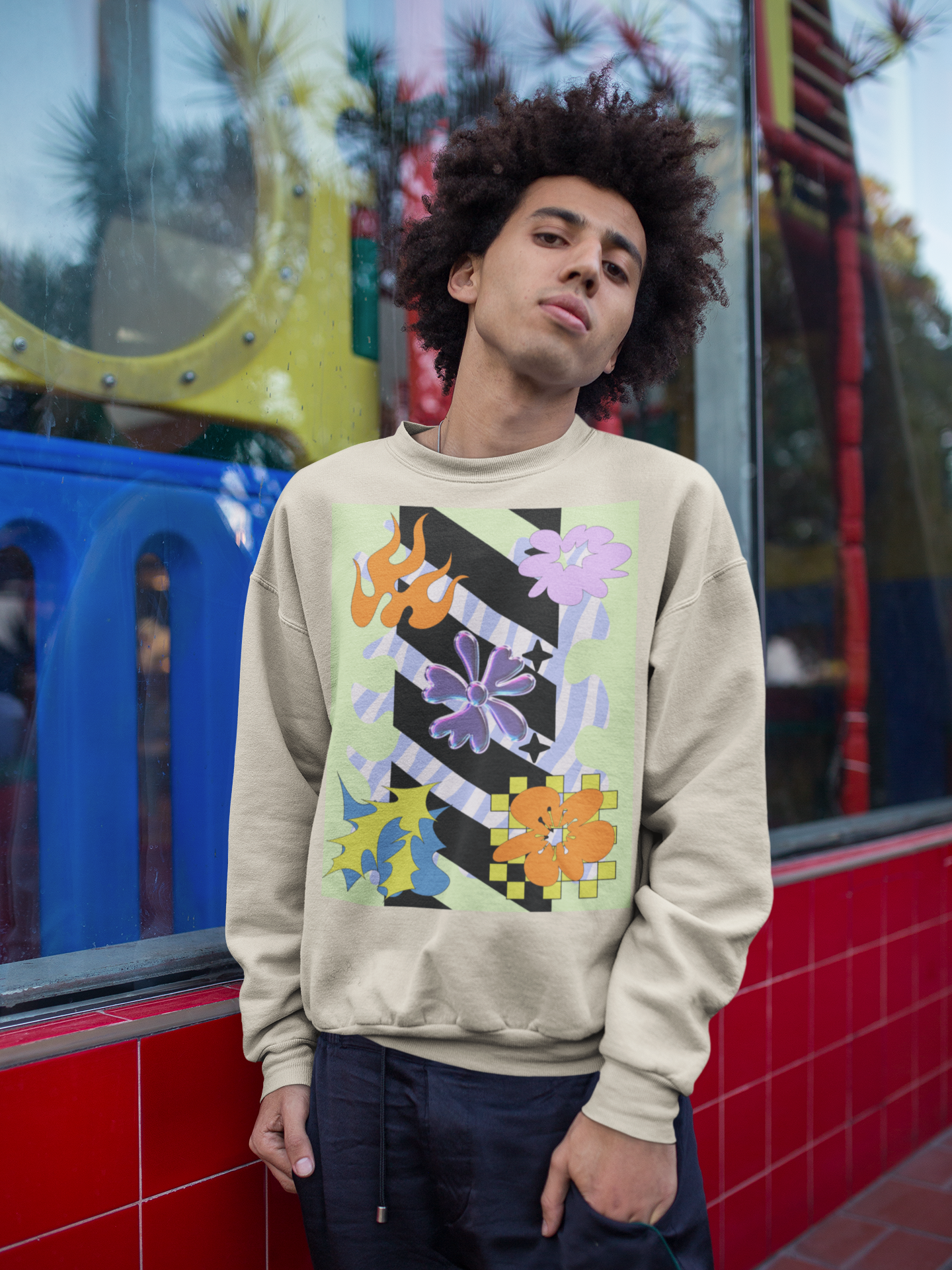 "Lime Pixel Bloom Pop" Sweatshirt